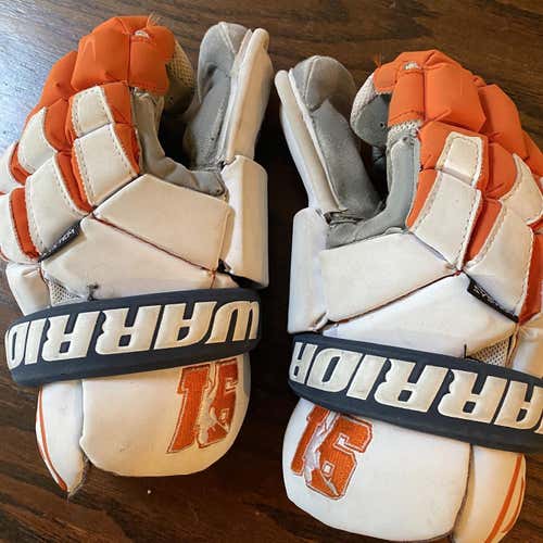 Orange Used Goalie Warrior Nemesis 12" Lacrosse Gloves