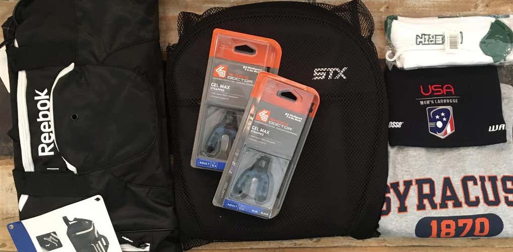 ** Gear Bundle ** New STX Goalie Stick Bag + Socks + Mouthguards + Shirt + Hat + Duffle