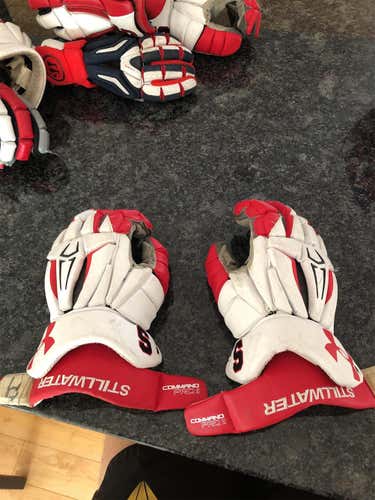 White Used Player's Under Armour Command Pro 2 13" Lacrosse Gloves