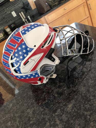 White Adult Player's Warrior Fatboy Box Helmet Combo Helmet