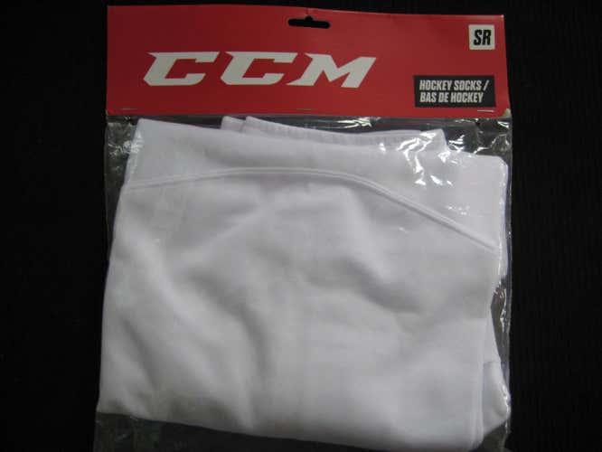 White New Senior Large CCM Socks  30"  New in Bag  SX6000