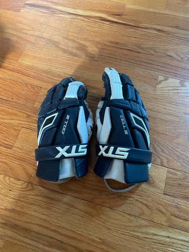 Blue Used Player's STX Cell III 13" Lacrosse Gloves