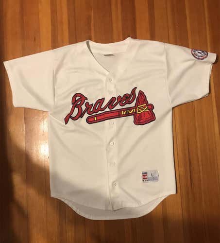 White Adult Large Braves Jersey