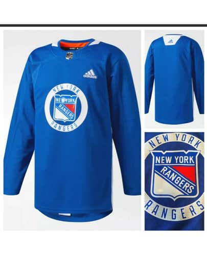 New York Rangers NWT 2018 Blue Adidas Climalite Practice Jersey Men Size 50