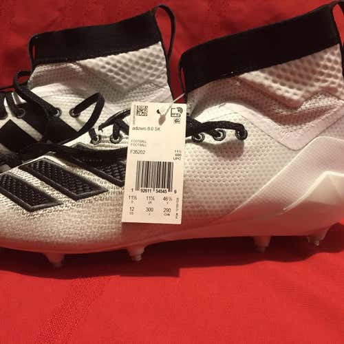 Adizero 8.0 SK Adult Size 12 White/Black/Grey