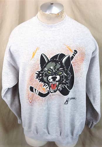 Vintage 94 Chicago Wolves Hockey (XL) IHL Hockey Crew Neck Zubaz Sweatshirt