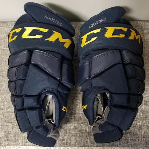 Blue Used Senior CCM Gloves 14" Pro Stock