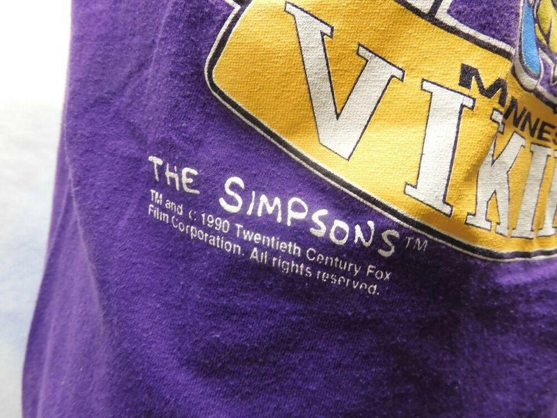 Vintage Minnesota Vikings Bart Simpson Defensive Dude Shirt Logo 7 NFL