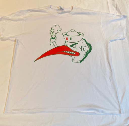 White U Of Miami XL Adult  Shirt