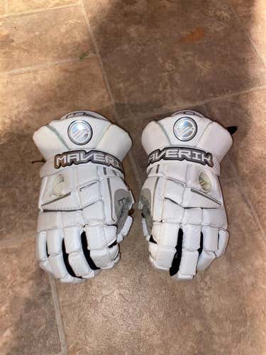 White Used Maverik M3 13" Lacrosse Gloves
