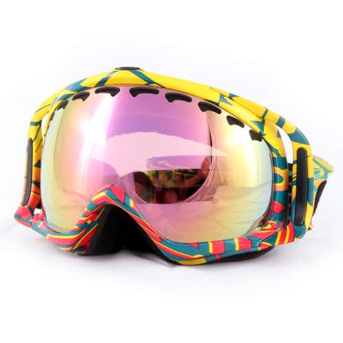 Oakley Crowbar Ski Goggles Kaleidoscope Yellow w/Pink Iridium Lens
