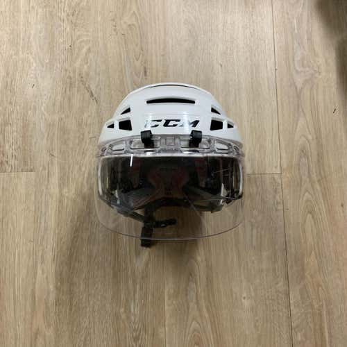 White Used Medium CCM Vector V10 Pro Stock Helmet