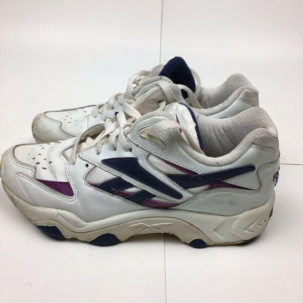 Vintage 90s Reebok Athletic Training Sneakers White/Purple/Blue Women's Size 9 SidelineSwap