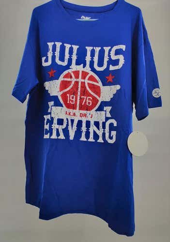Julius Erving Dr. J Brand New Blue Basketball T-Shirt With Tags Size Adult 4XL FITS LIKE AN XL MINT