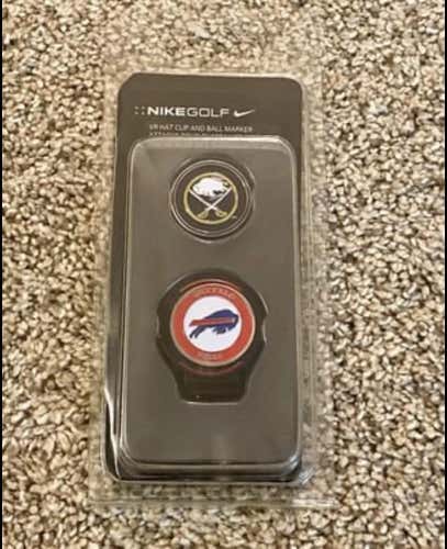 NEW: NIKE GOLF BUFFALO BILLS & BUFFALO SABRES BALL MARKERS WITH HAT CLIP