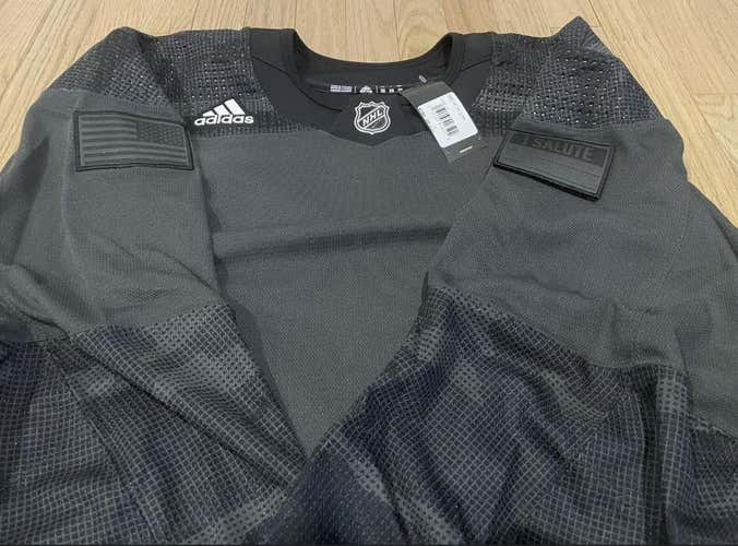 MADE IN CANADA Black NHL Military Tribute Blank Size 58 Adidas Pro Stock Jersey