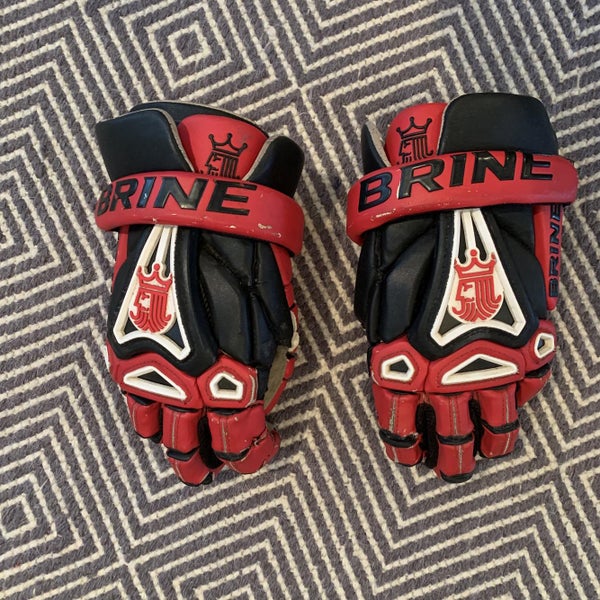 Red Used Player's Brine King 10" Lacrosse Gloves