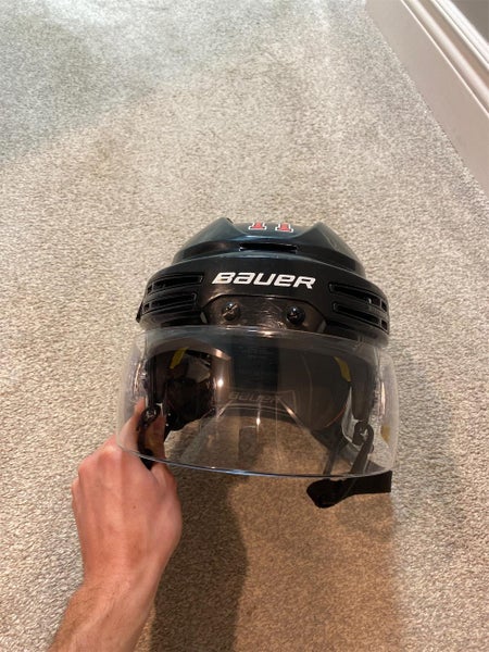 Black Used Medium Bauer Re-Akt 75 Helmet With Bauer HDO Pro Clip Visor