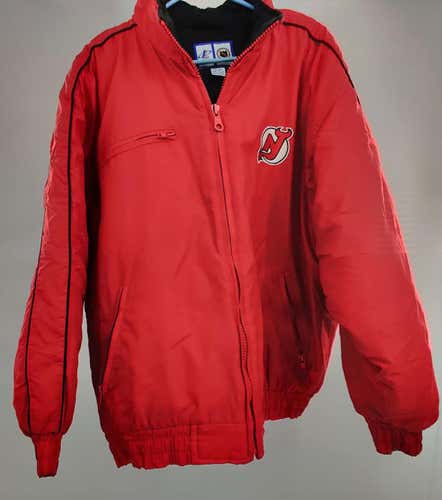 New Jersey Devils NHL Hockey Red 90's Vintage Logo Athletic Winter Jacket Size Adult Large