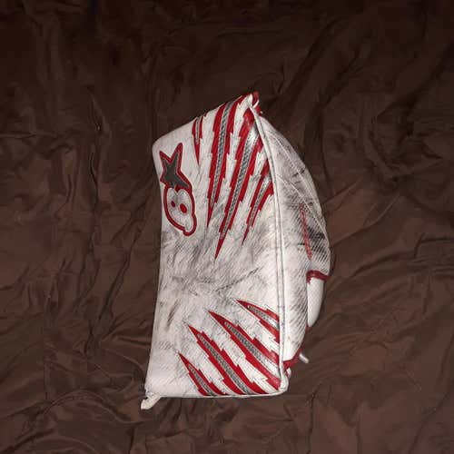 Used Senior Brian's H-Series Goalie Blocker, White/Red/Silver