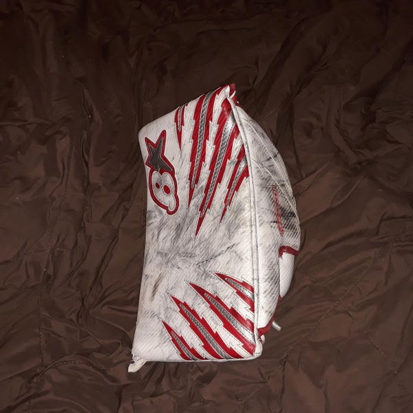 Used Senior Brian's H-Series Goalie Blocker, White/Red/Silver