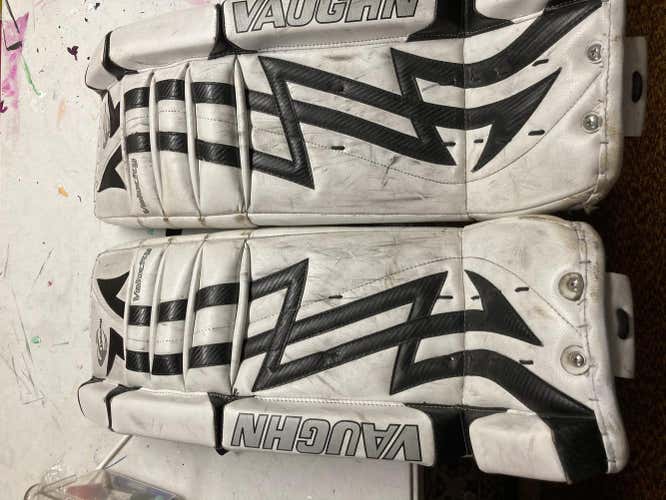 White Used Intermediate 30" Vaughn 7000 Goalie Leg Pads