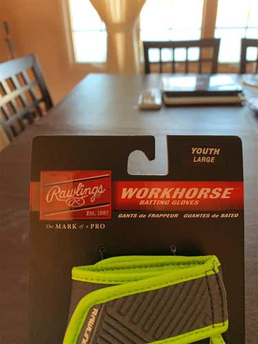 Gray New Large Rawlings Workhorse Batting Gloves