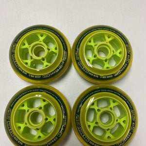 4-Pack Rink Rat MB816 Micro Bearing Roller Hockey Wheel - 72mm Grip Green