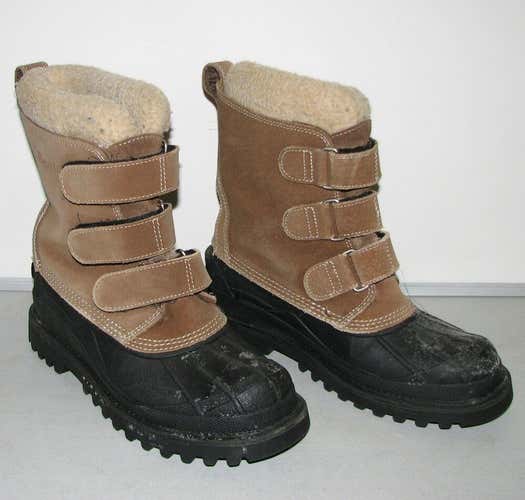 L.L.Bean Men's Brown Suede Leather Wool-Lined Sherpa Snow Winter Boots - Size 7