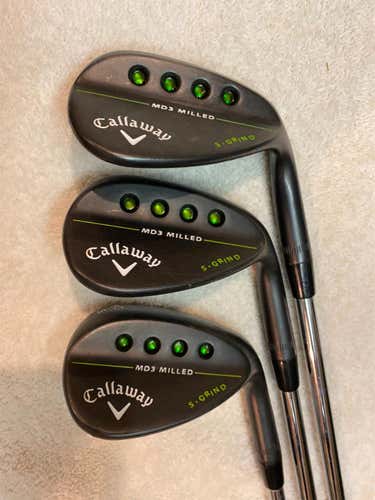 Used Right Handed MD3 Milled Black S-Grind Wedge Flex Steel Shaft Wedge Set