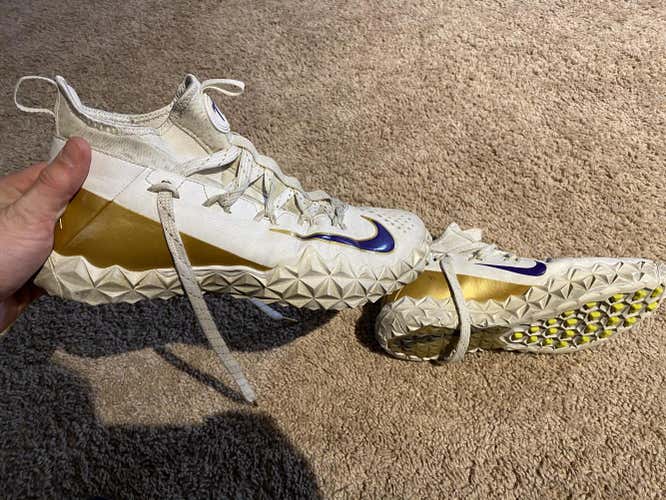 TBL Nike Huarache 5 turf cleat shoes size 11 purple and gold