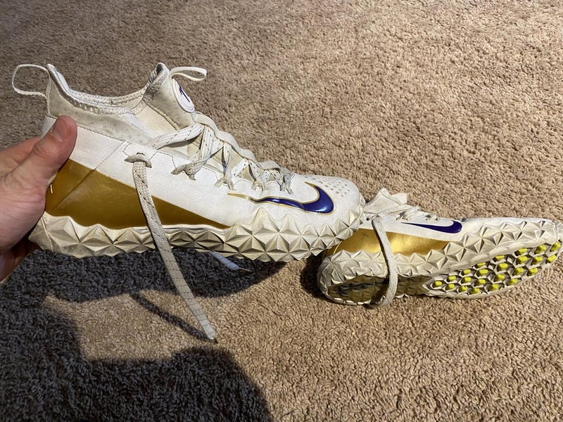 TBL Nike Huarache 5 turf cleat shoes size 11 purple and gold