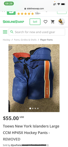 Toews New York Islanders Large CCM HP45X Hockey Pants