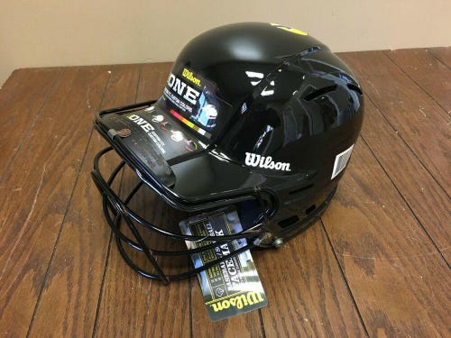 Qty 8 Wilson The One Batters Batting Helmet Black w/ Mask and Decals 6.75-7.75"