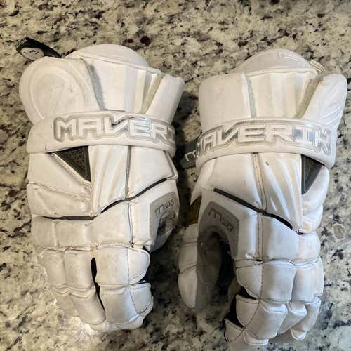 White Used Maverik Max 12" Lacrosse Gloves