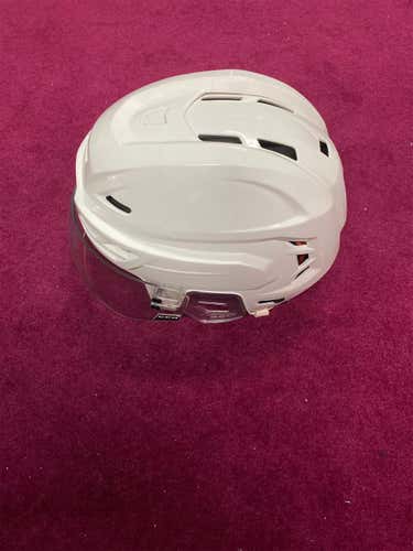White Used Medium CCM Tacks 710  Helmet With Visor