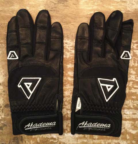 New Black Adult Large Akadema BGG 425 Batting Gloves - 1 Pair