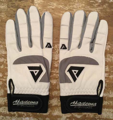 New White Adult Large Akadema BTG 450 Batting Gloves - 1 Pair