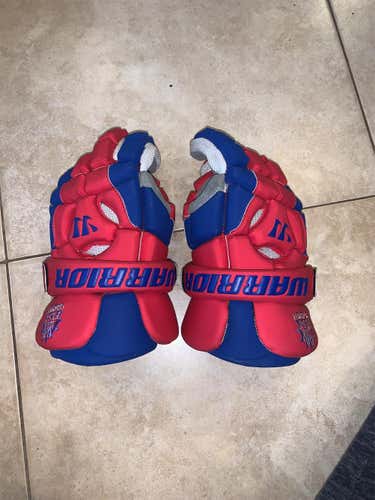 Red Used Player's Warrior Riot II 13" Lacrosse Gloves