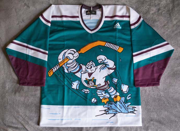 Anaheim Ducks Adidas Wild Wing Team Issued Authentic 25th Anniversary Jersey Size 50