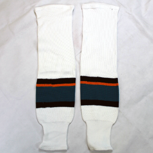 New Senior 28" White Sharks Knit Hockey Socks 146
