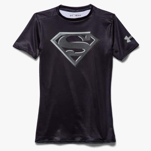 Under Armour Boys Alter Ego Fitted Compression Shirt Superman Black 1244392-005 NEW