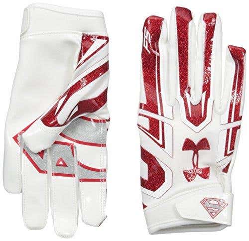 Under Armour UA Boys F5 Alter Ego Superman Football Gloves RED 1285058-102 YOUTH NEW