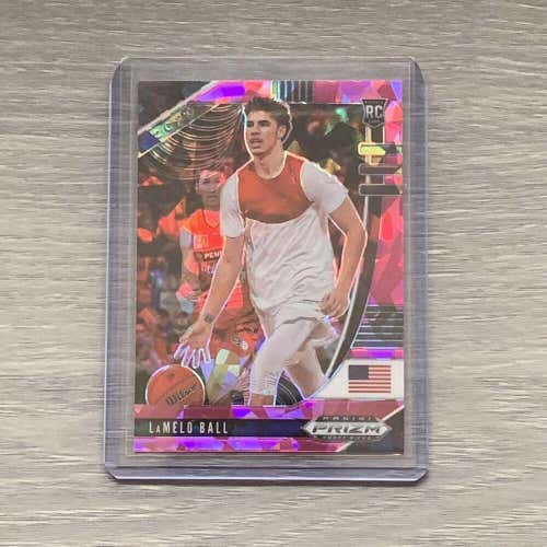 LaMelo Ball 20-21 Panini Prizm Draft Picks Pink Cracked Ice Hornets RC #43
