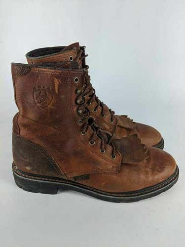 Ariat Mens Cascade 8 In Kiltie Work Boots Brown Oil Resistant Lace Up 11 M