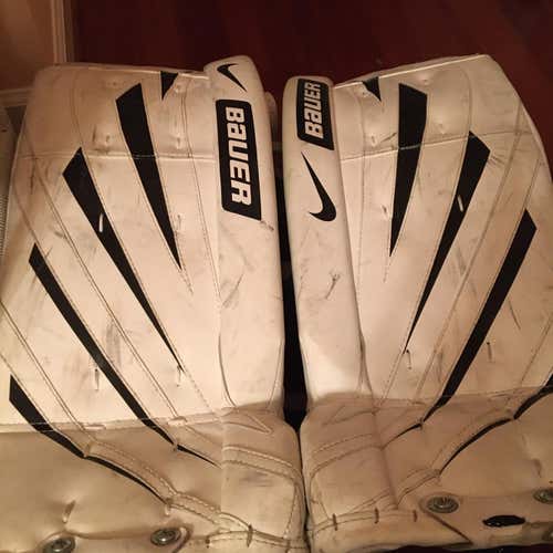 White Junior 28" Bauer One75  Goalie Leg Pads