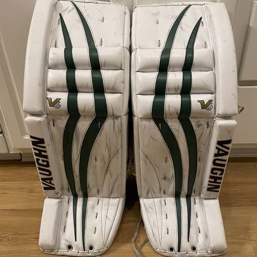 White Senior 35" Vaughn Velocity V6 Pro Stock Goalie Leg Pads