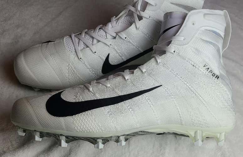 Men's Nike Flyknit Knit Vapors (US Size 16) Football Cleats Milk White