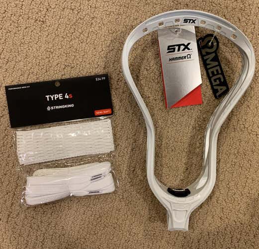 New Stx Hammer Omega Head + New Stringking Type4S string kit. White.