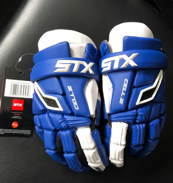 New STX CelI III Lacrosse Gloves 12" Medium Lax New with Tags NWT Royal Blue